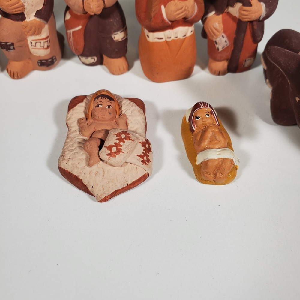 Peruvian Nativity 3" Figurines Hand Painted Clay Pottery Mini Folk Art Andean - Picture 4 of 10